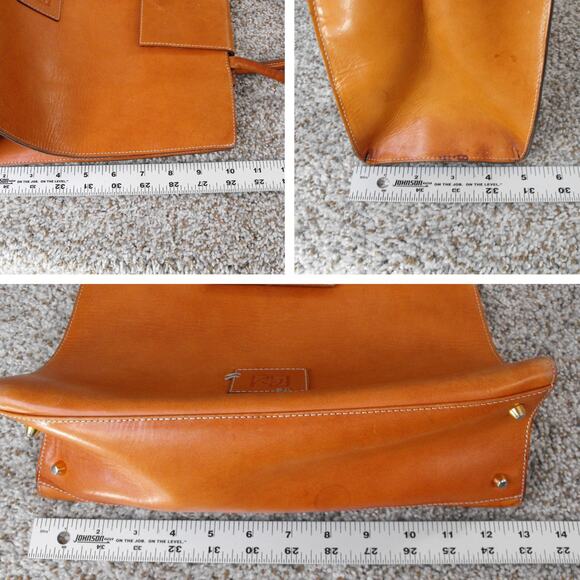 Bridas Cognac Leather Top Handle Satchel Bag Pre-Owned Classic - Picture 6 of 14